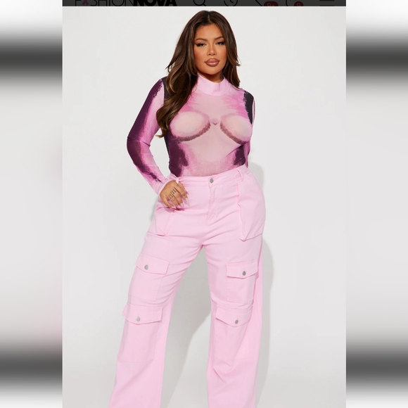 NWT- Deja Vu Bodysuit - Pink/combo - Picture 6 of 8
